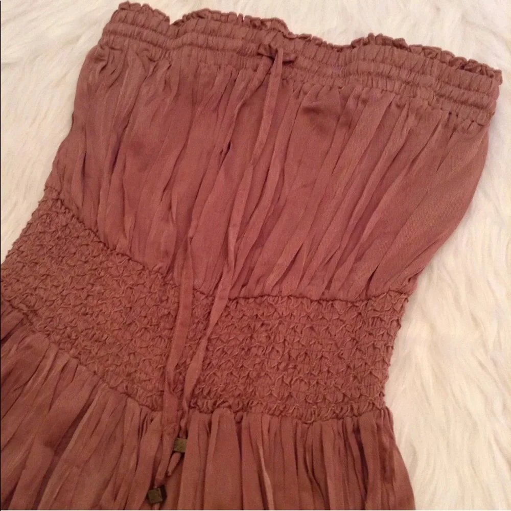 Double Zero Womens Dress Size S Strapless Pleated Sheer (BL)‎